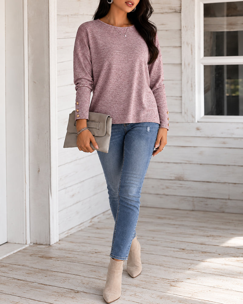 Women's Backless Lace Spliced Twist Back Long Sleeve Top Loose Casual Tee
