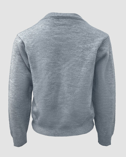 Floral Applique & Pearls Decor Round Neck Single Breasted Knit Cardigan Casual Crop Sweater Coat