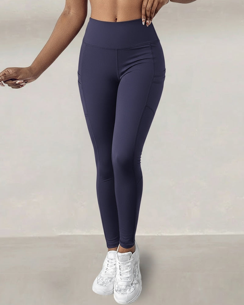 Winter Warm High Waisted Workout Athletic Leggings Tummy Control Butt Lifting Ultra Soft Thermal Lined Yoga Pants Women's Sportswear with Stacked Slit Pockets On Side