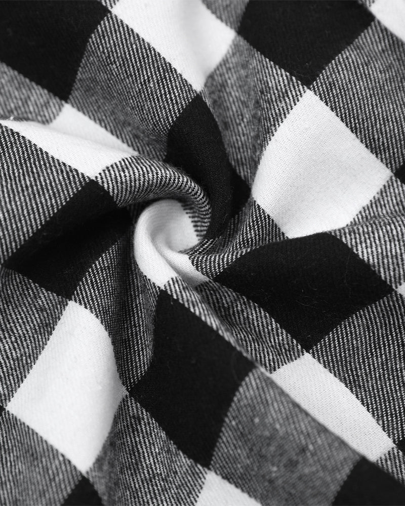 Plaid Print Turn-down Collar Button Down Dress Casual Shirred Back Side Drawstring Vacation Dress