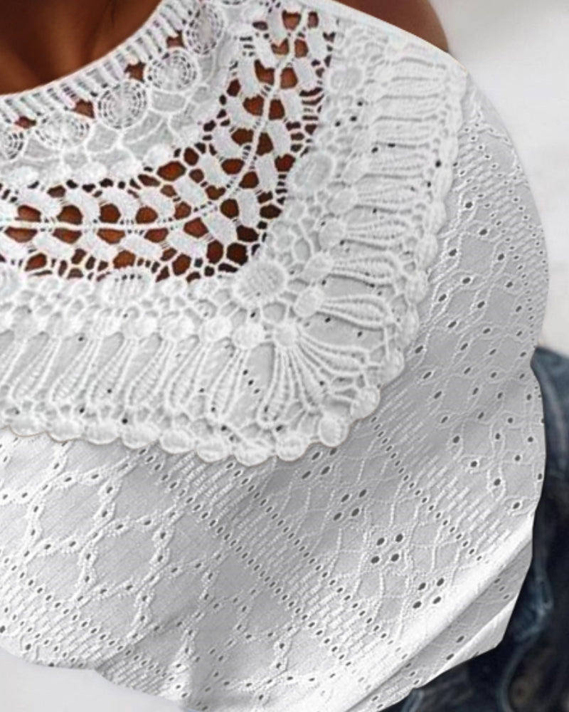 Halter Lace Up Water Soluble Lace Trim Sleeveless Tank Jacquard Casual Slim Fit Knit Top