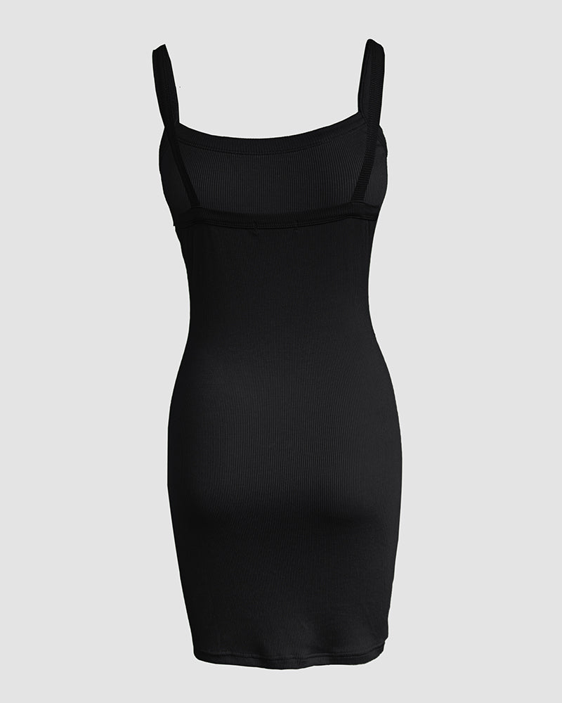 Bandeau Spaghetti Strap Sleevless Mini Dress Casual Slim Fit Bodycon Dress