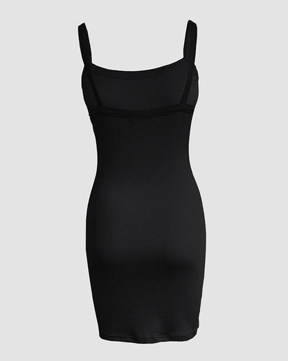 Bandeau Spaghetti Strap Sleevless Mini Dress Casual Slim Fit Bodycon Dress