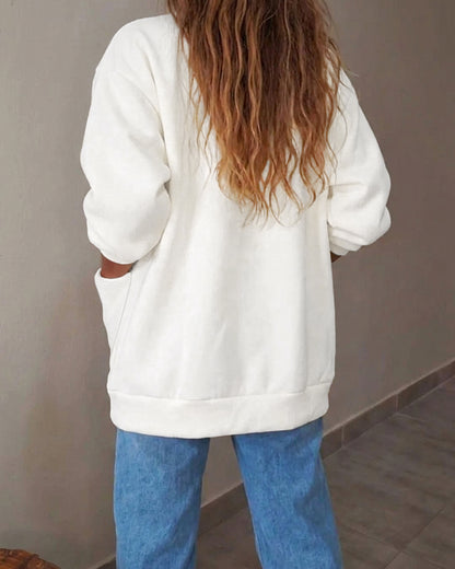 Women's Casual Loose Cardigan V Neck Snap Button Down Jacket Drop Shoulder Coat with Pockets