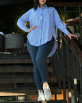 Striped Turn-down Collar Long Sleeve Blouse Casual Button Down T Shirts Top