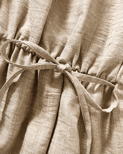 Womens Spaghetti Strap Drawstring Tied Waist Jumpsuit Casual Overalls