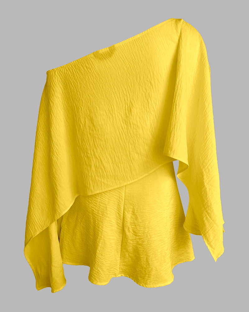 3 Pieces Outfit Solid Off Shoulder Split Sleeve Convertible Crop Top and Casual Elastic Waist Skorts Set With Bandeau(Without Belt)