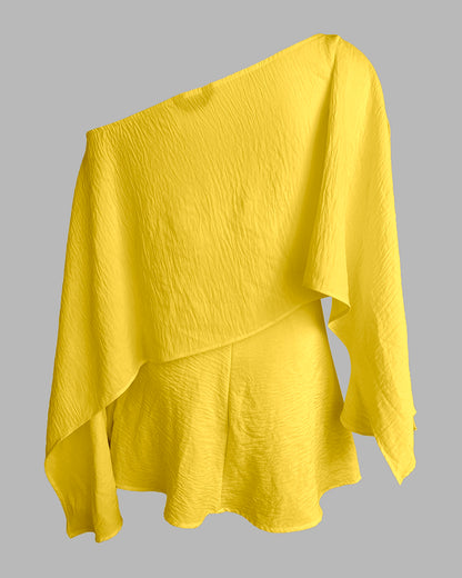 3 Pieces Outfit Solid Off Shoulder Split Sleeve Convertible Crop Top and Casual Elastic Waist Skorts Set With Bandeau(Without Belt)