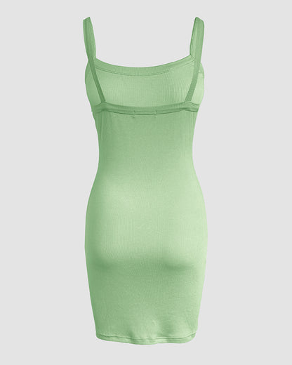 Bandeau Spaghetti Strap Sleevless Mini Dress Casual Slim Fit Bodycon Dress