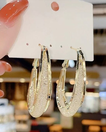 Hollow Out Oval Earrings U Shaped Hoops Earring