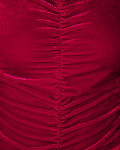 Velvet Mock Neck Ruched Bodycon Dress