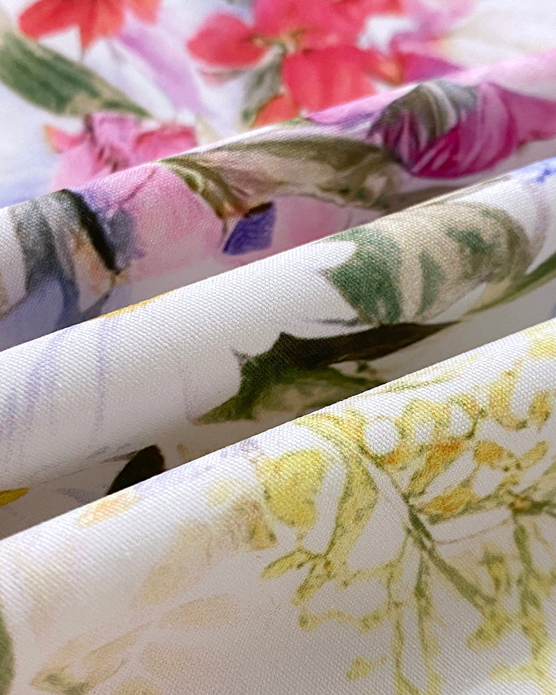 French Style Floral Print Stand Collar Lantern Sleeve Mixed-shape Button Down Dress Elegant Palace Style Cinched Waist Umbrella Hem Dress with Belt