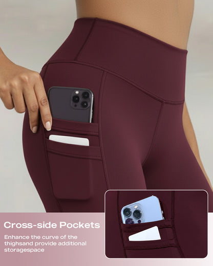 Winter Warm High Waisted Workout Athletic Leggings Tummy Control Butt Lifting Ultra Soft Thermal Lined Yoga Pants Women's Sportswear with Stacked Slit Pockets On Side