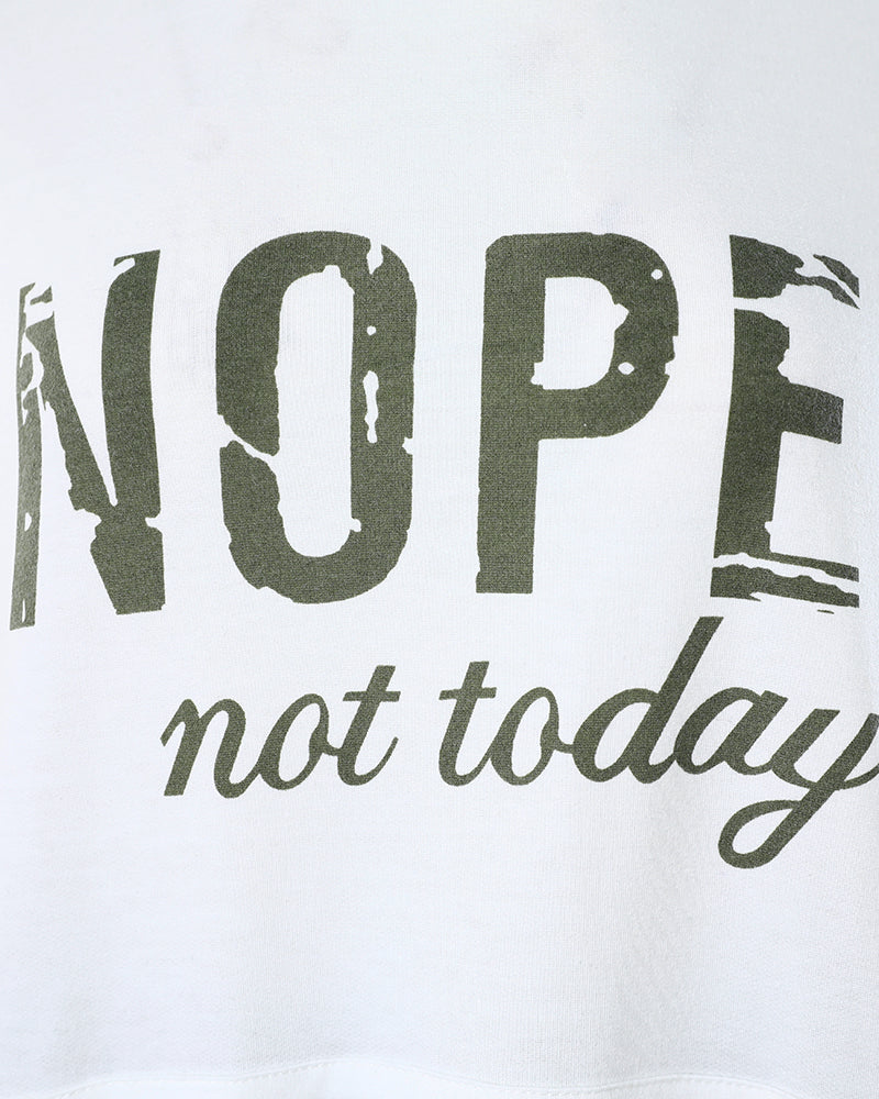 2 Pieces Outfit Nope. not today Slogan Print Kangaroo Pocket Side Slit High-Low Hem Hoodie Sweatshirt and Elastic Waist Slim Fit Sweatpants Set