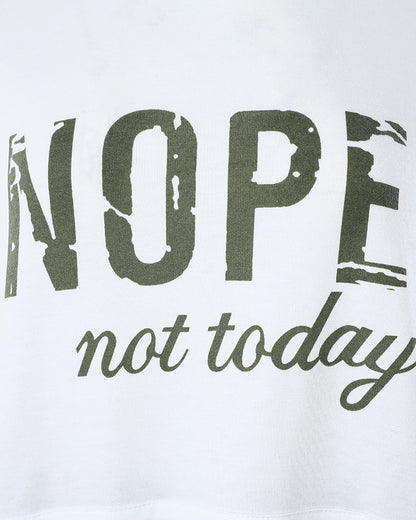 2 Pieces Outfit Nope. not today Slogan Print Kangaroo Pocket Side Slit High-Low Hem Hoodie Sweatshirt and Elastic Waist Slim Fit Sweatpants Set