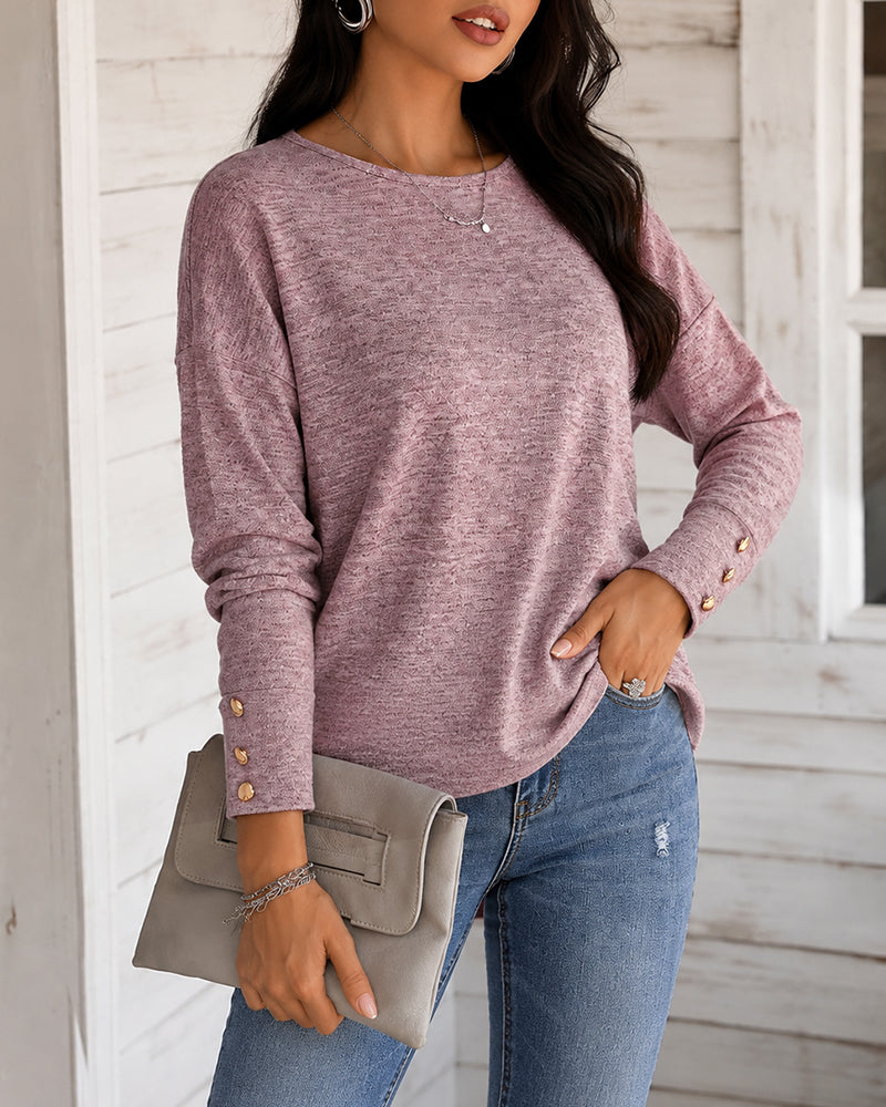 Women's Backless Lace Spliced Twist Back Long Sleeve Top Loose Casual Tee