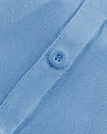 2 Pieces Outfit Turn-down Collar Cap Sleeve Button Front Tied Detail Top and Casual Zipper Fly Elastic Back Waist Wide-Leg Pants Set