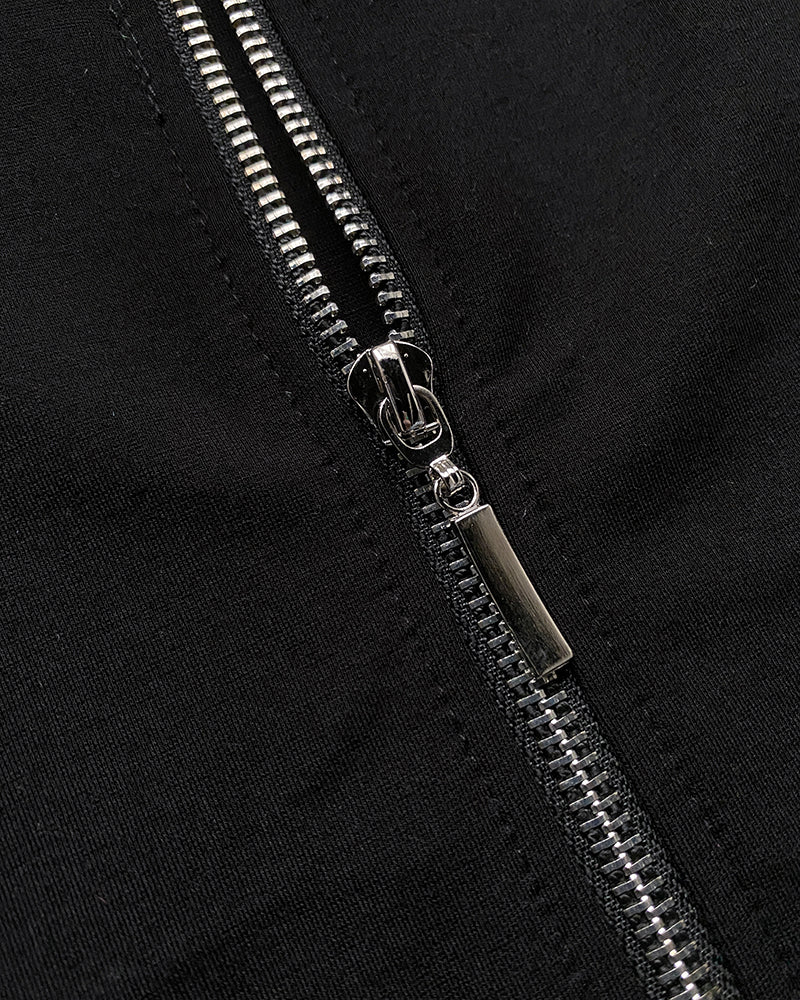 Colorblock Round Neck Sleeveless Zipper Back Midi Dress Slit Back Bodycon Dress