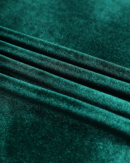 2 Pieces Outfit Contrast Sequin Ruched Long Sleeve Zip Up Coat and Elastic Waist Pants Set Casual Slim Fit Velvet Tracksuit