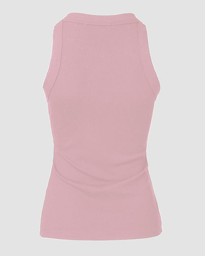 Rhinestone Contrast Sequin Keyhole Neck Sleeveless Slim Fit Elasticity Ribbed Top Elegant Tank