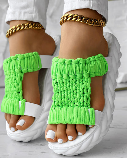 Braided Cutout Round Toe Casual Slippers