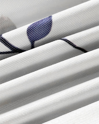 Floral Print Turn-down Collar Long Sleeve Metal Button Front Blouse Ruched Slim Fit Top