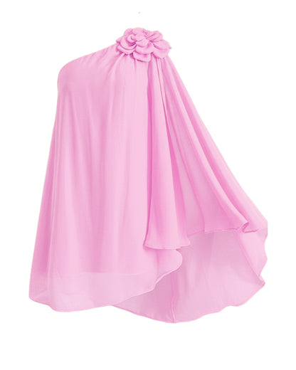 One Shoulder Sleeveless 3D Flower Decor Mini Dress Casual A Line Vacation Dress