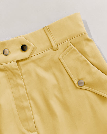 2 Pieces Outfits Sleeveless High Neck Cargo Pockets Design Top And Casual Cuffed Long Pants Set