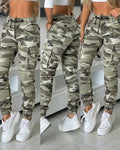 Women's Camouflage High Waisted Cargo Pants Casual Drawstring Utility Joggers for Casual Streetwear & Outdoor