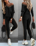 Geo Tape Patch Gigot Sleeve Top & Pants Set
