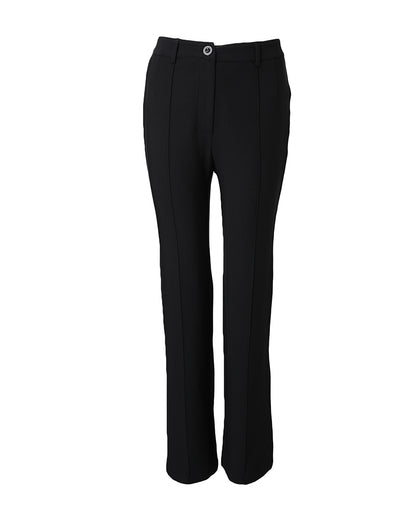 Zipper Fly High Waist Straight Leg Work Trousers Casual Elastic Back Waist Seam Front Business Pants