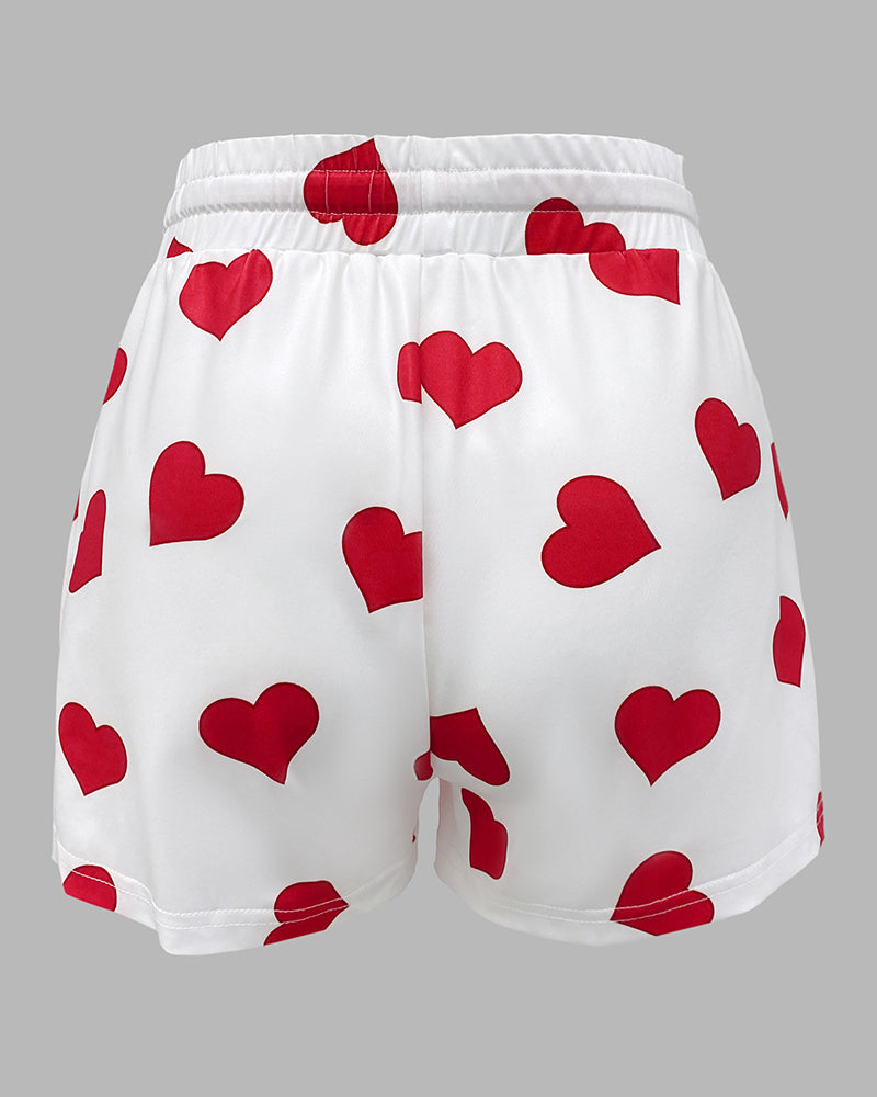 Love Heart Drawstring Pajamas Set