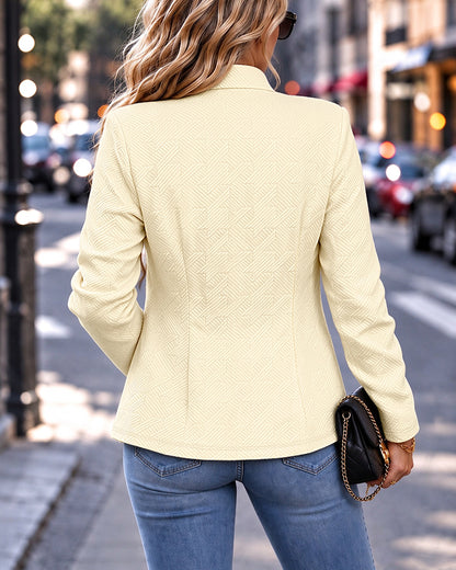 Offener Freizeitblazer für Damen mit gekerbtem Stehkragen und geometrischer Struktur