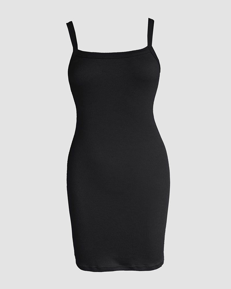 Bandeau Spaghetti Strap Sleevless Mini Dress Casual Slim Fit Bodycon Dress