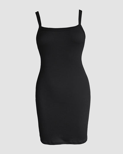 Bandeau Spaghetti Strap Sleevless Mini Dress Casual Slim Fit Bodycon Dress