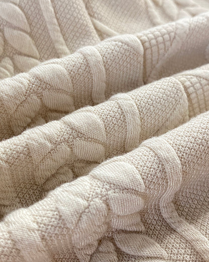 Metal Double Breasted Decor Stand Collar Argyle & Cable Textured Coat