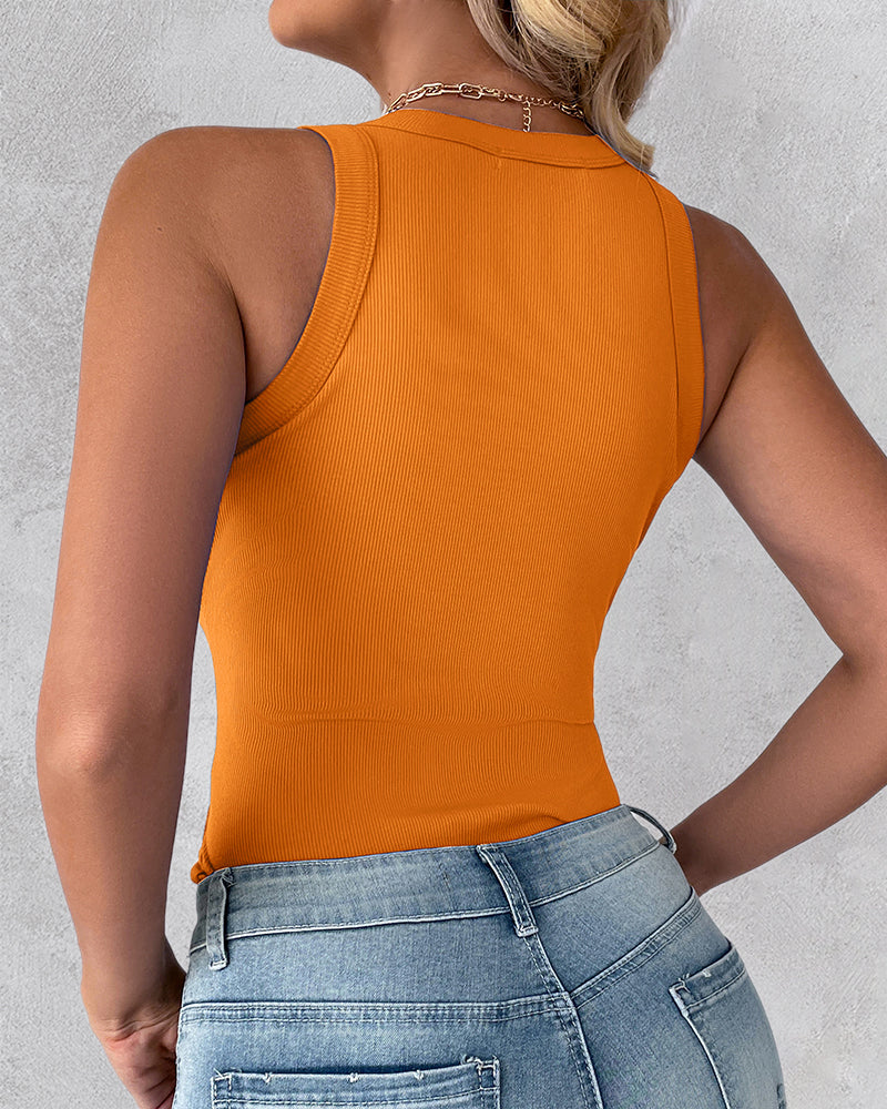 3 Pack Knit Round Neck Thick Strap Racerback Tank Tops(Without Pads)