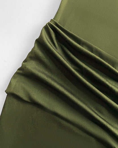 Sexy Square Neck Thick Strap Backless Slit Dress