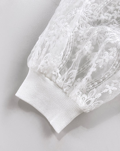 Floral Lace Embroidered Mesh Patchwork High-Low Hem Baseball Coat Casual Side Slit Zip Up Bomber Jacket