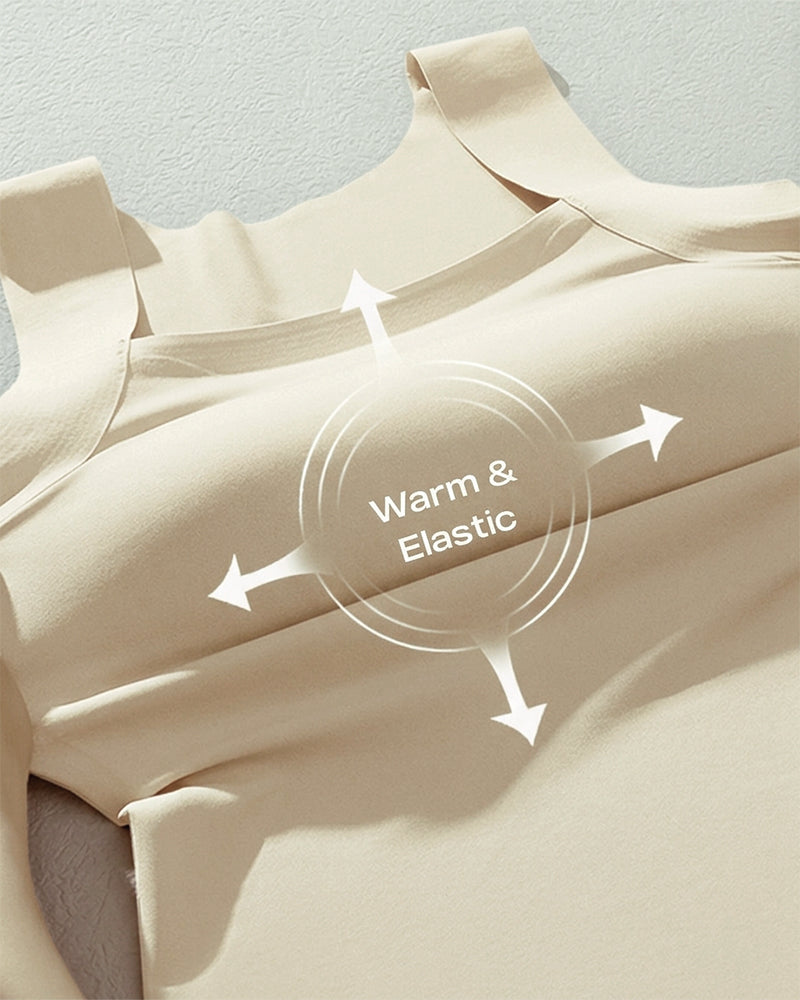 Ärmelloses Tanktop mit U-Ausschnitt, nahtlosem, schmalem Layering-Top und integriertem BH