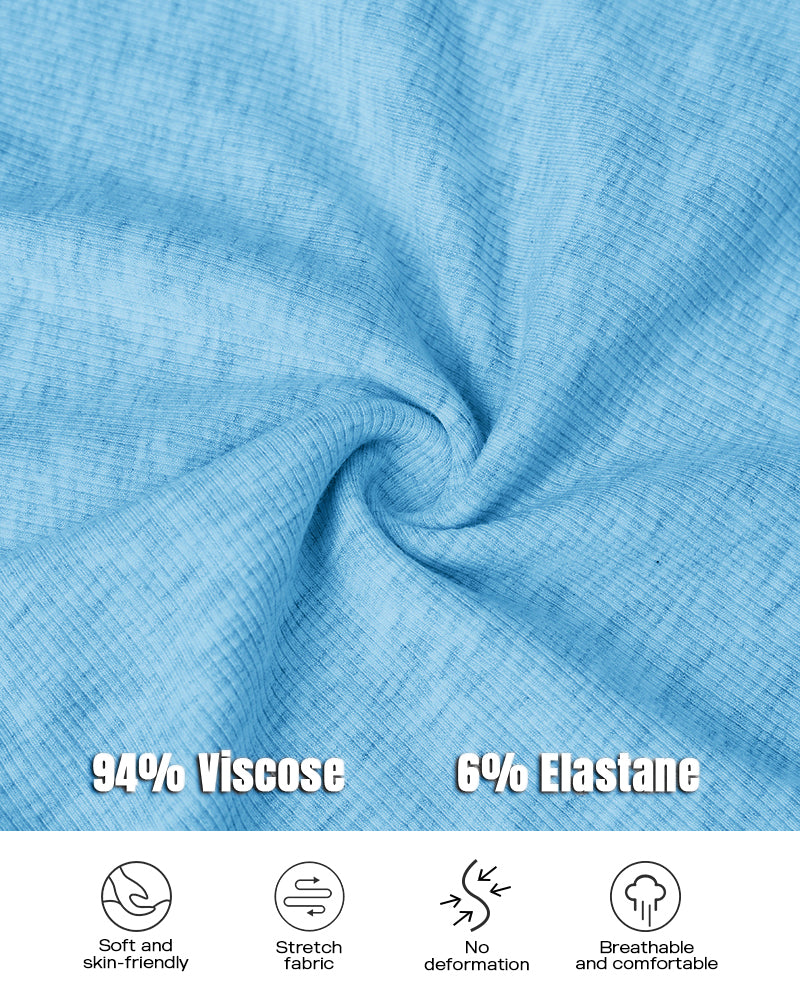 2PCS Micro-Ribbed U-Neck Tank Top & Boxer Set Cozy Loungewear