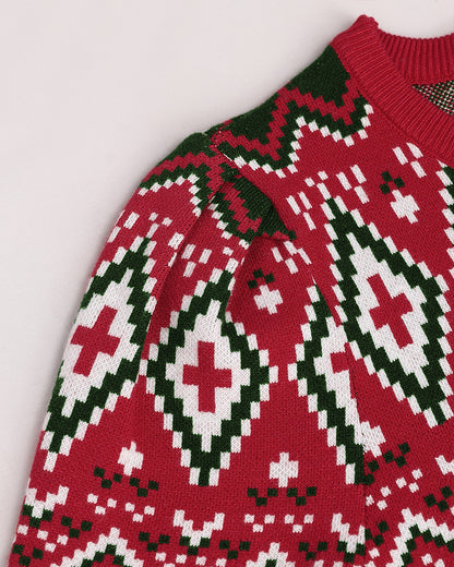 Christmas Aztec Geometric Pattern Knit Sweater