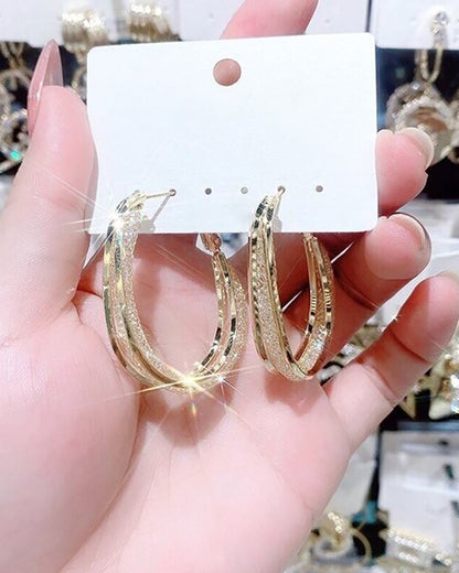 Hollow Out Oval Earrings U Shaped Hoops Earring