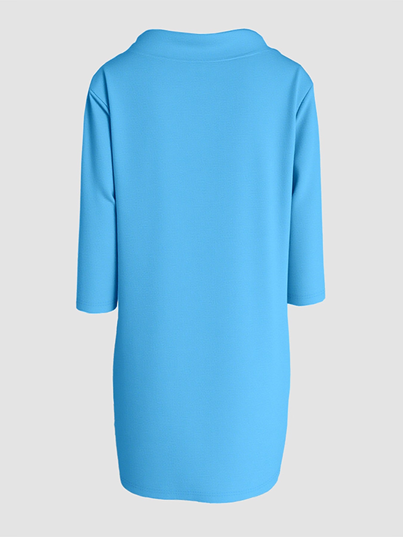 Stand Collar Drawstring Three Quarters Sleeve Casual Sweatshirt Dress