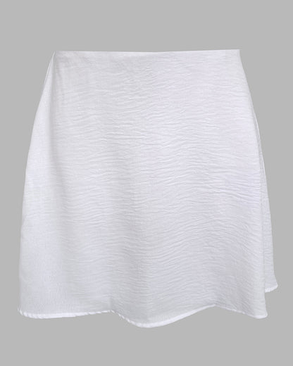 3 Pieces Outfit Solid Off Shoulder Split Sleeve Convertible Crop Top and Casual Elastic Waist Skorts Set With Bandeau(Without Belt)