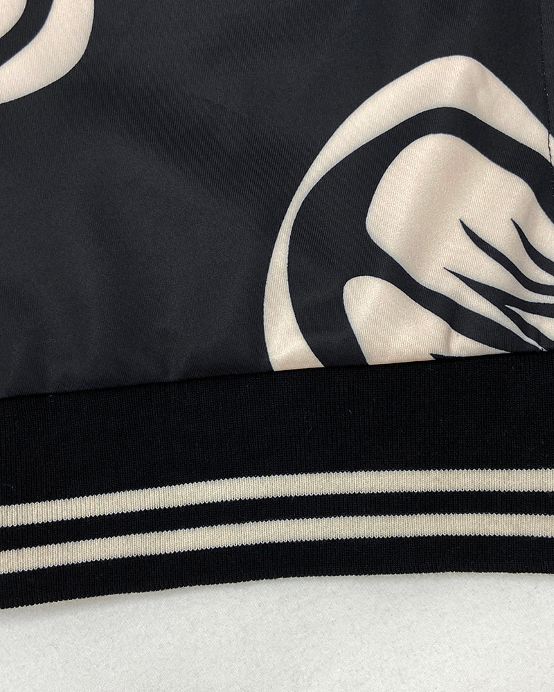 Floral Print Baseball Collar Long Sleeve Casual Jacket