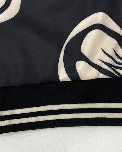 Floral Print Baseball Collar Long Sleeve Casual Jacket