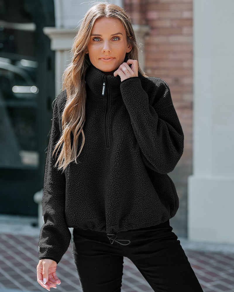 Stand Collar Zipper Design Casual Sweatshirt