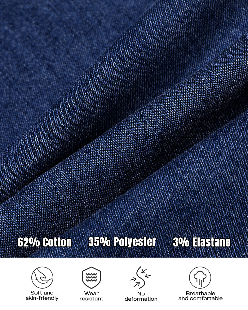 ChicMe CurveEase: vaqueros de talle alto con fruncido trasero, botones delanteros, corte ajustado y pierna acampanada