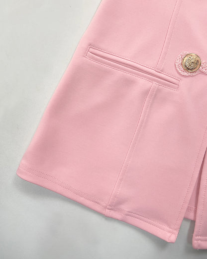 Stand Collar Frog Front Button Long Sleeve Fake Pockets Coat Casual Jackets